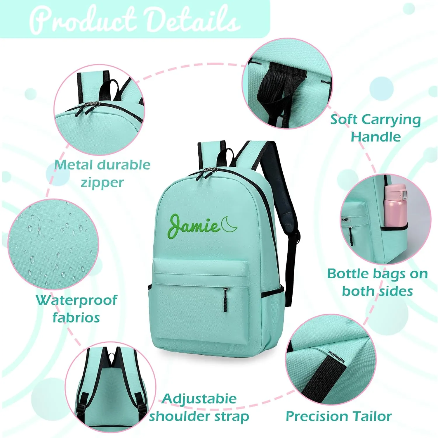 Personalized Kids Backpack for Teens Toddler Preschool Boys Girls, Custom Name Cute Kids School Backpack with Adjustable Padded Straps, Back to School Gifts for Boys Girls (Blue)