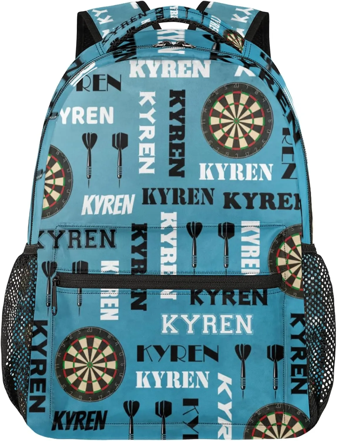Personalized Name Darts Backpack, Sports Bag Backpack for Men Women, Custom Name Laptop Backpacks Travel Camping Daypack, Dark Blue