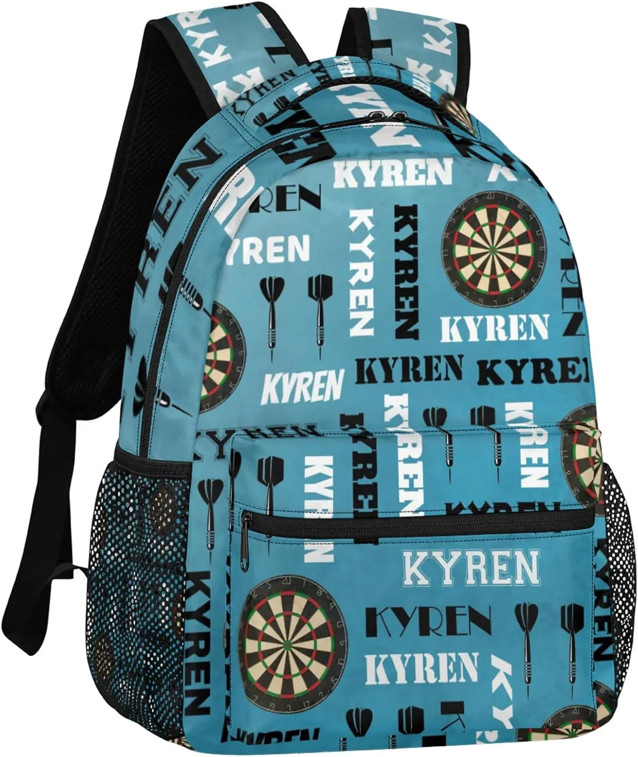 Personalized Name Darts Backpack, Sports Bag Backpack for Men Women, Custom Name Laptop Backpacks Travel Camping Daypack, Dark Blue