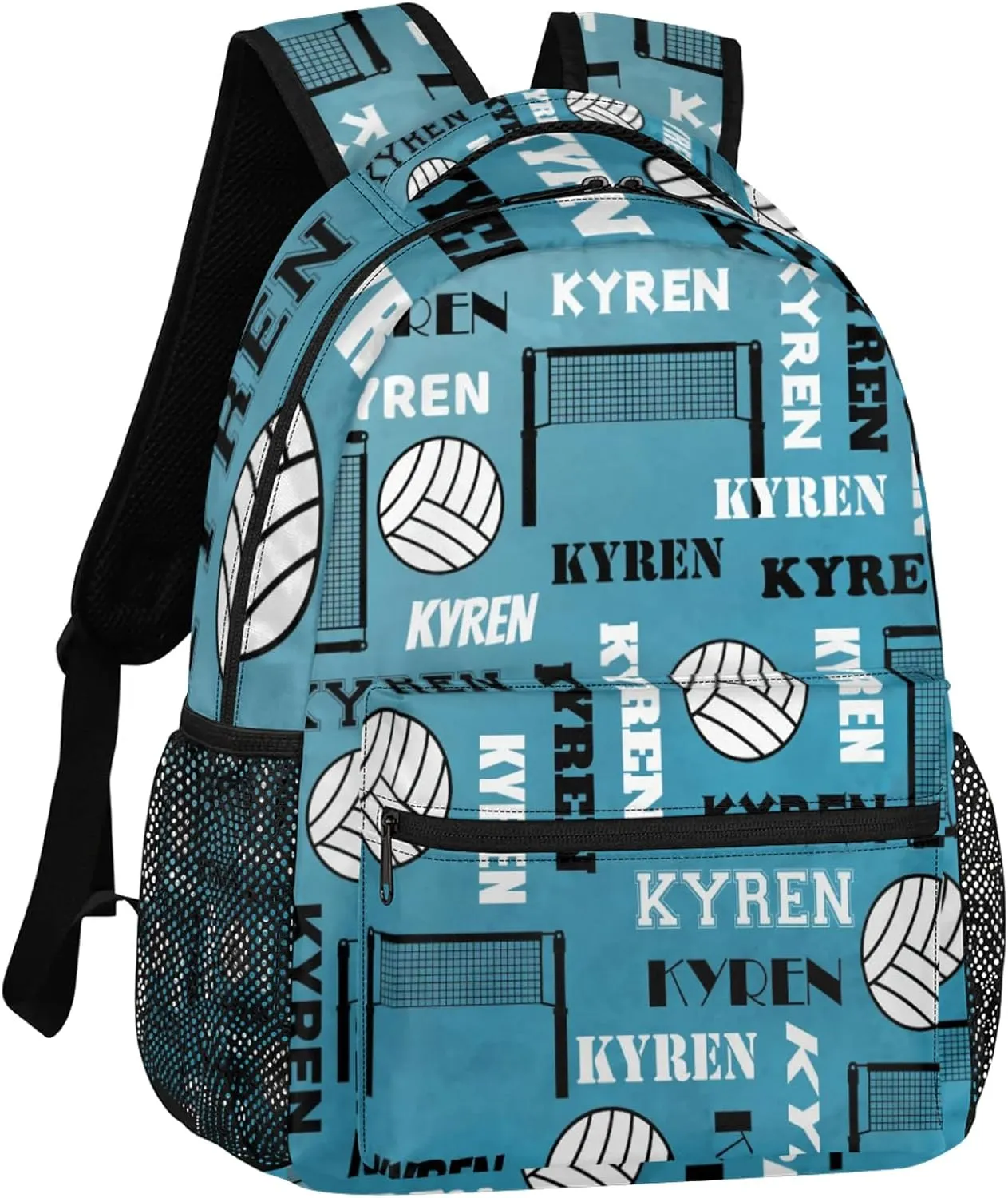 Personalized Name Volleyball Backpack, Custom Sports Bag Backpack for Men Women, Laptop Backpacks Travel Camping Hiking Daypack, Dark Blue