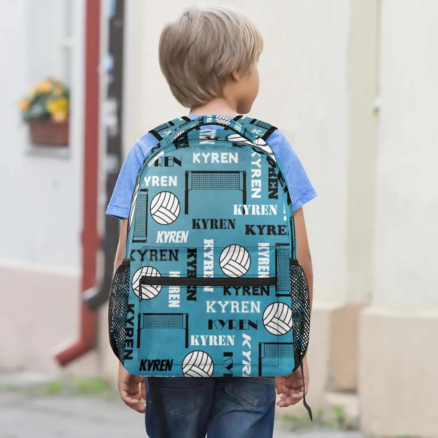 Personalized Name Volleyball Backpack, Custom Sports Bag Backpack for Men Women, Laptop Backpacks Travel Camping Hiking Daypack, Dark Blue