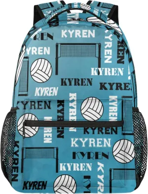 Personalized Name Volleyball Backpack, Custom Sports Bag Backpack for Men Women, Laptop Backpacks Travel Camping Hiking Daypack, Dark Blue