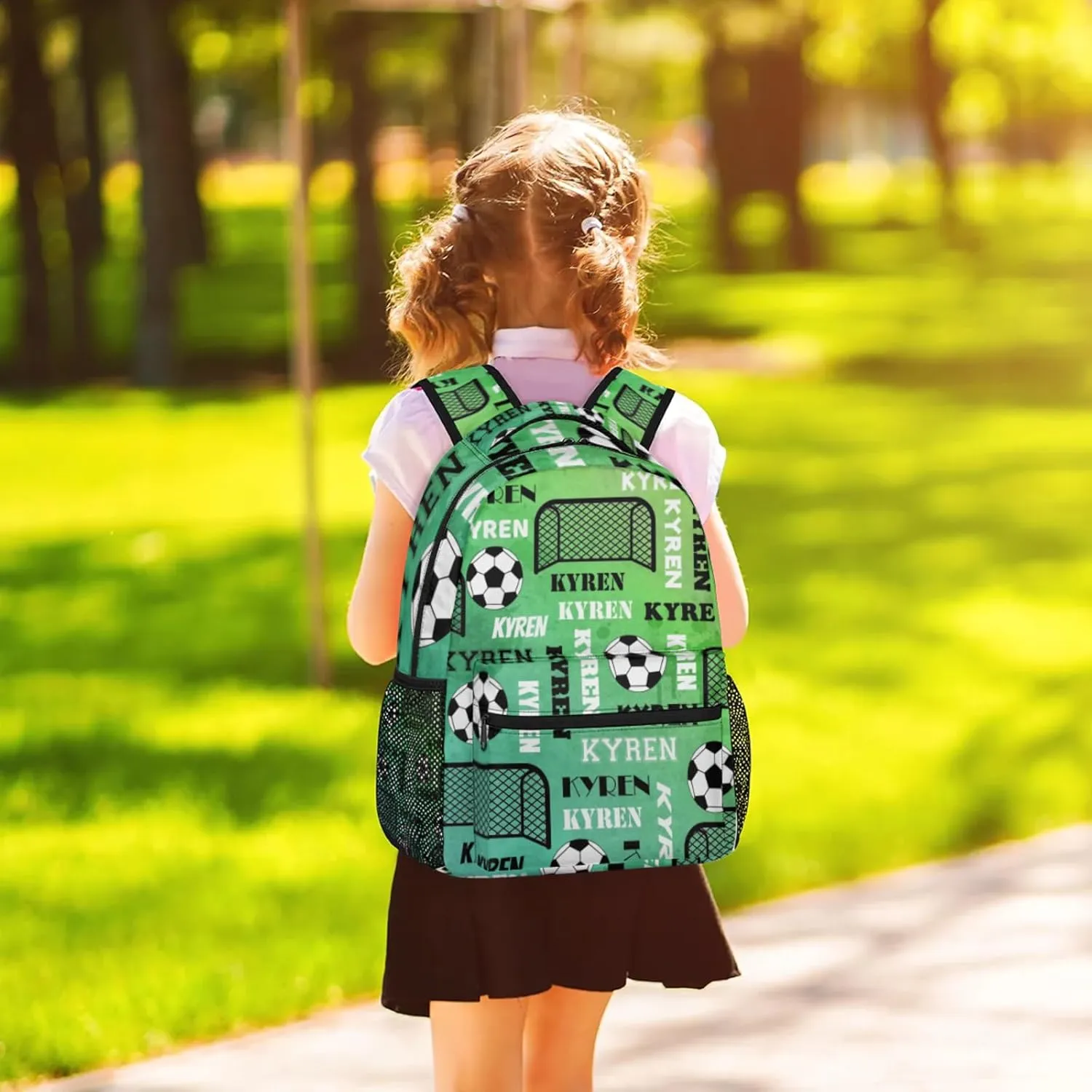 Personalized Soccer Backpack for Men Women, Custom Name Sports Bag Backpack, Laptop Backpacks Daypack for Travel Camping, Dark Green
