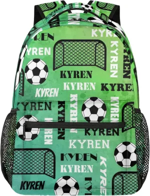 Personalized Soccer Backpack for Men Women, Custom Name Sports Bag Backpack, Laptop Backpacks Daypack for Travel Camping, Dark Green