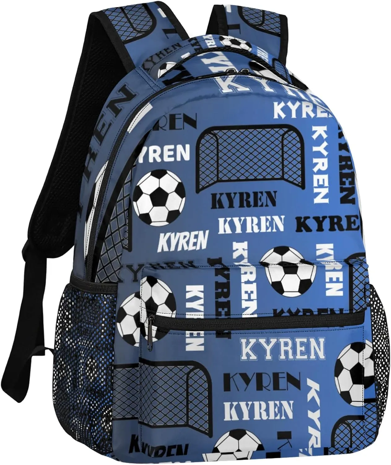 Personalized Soccer Backpack for Men Women, Custom Name Sports Bag Backpack Laptop Backpacks Travel Camping Daypack, Dark Ocean