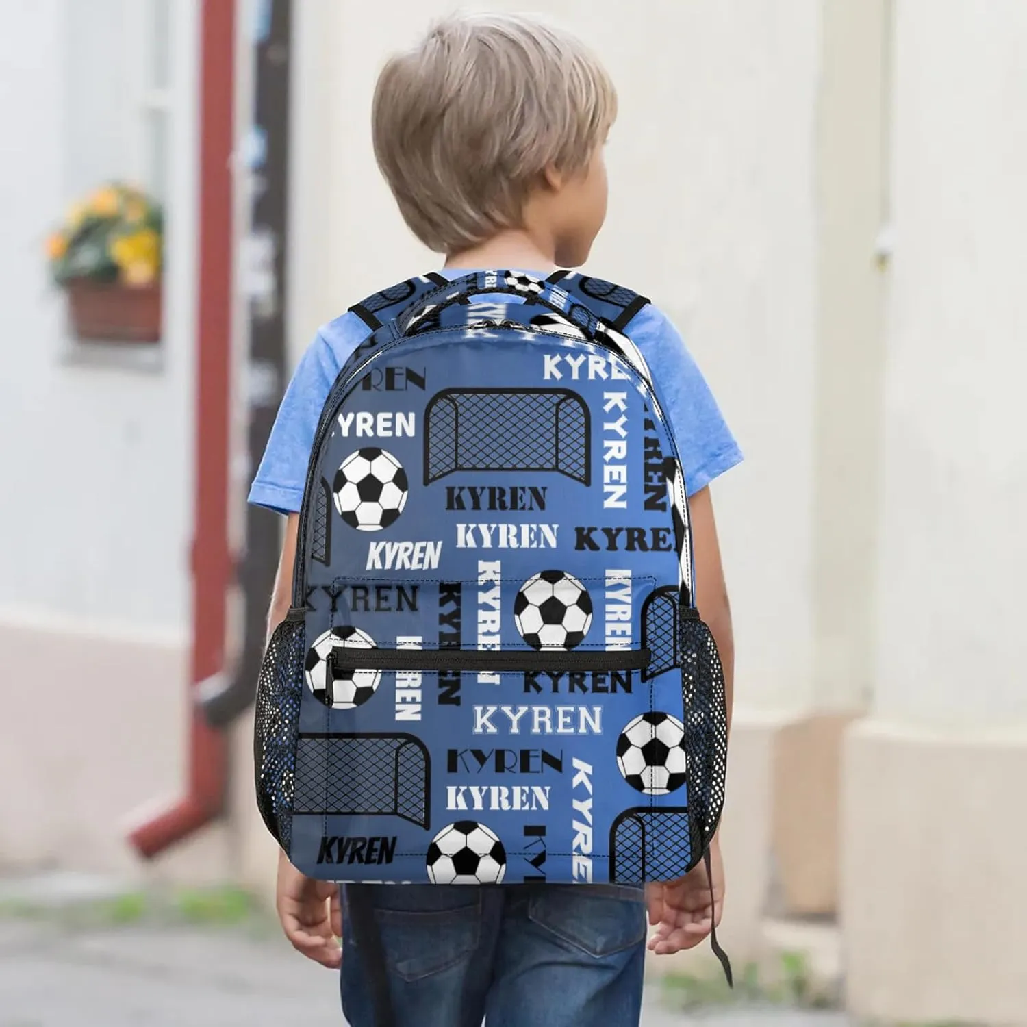 Personalized Soccer Backpack for Men Women, Custom Name Sports Bag Backpack Laptop Backpacks Travel Camping Daypack, Dark Ocean