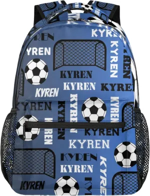 Personalized Soccer Backpack for Men Women, Custom Name Sports Bag Backpack Laptop Backpacks Travel Camping Daypack, Dark Ocean
