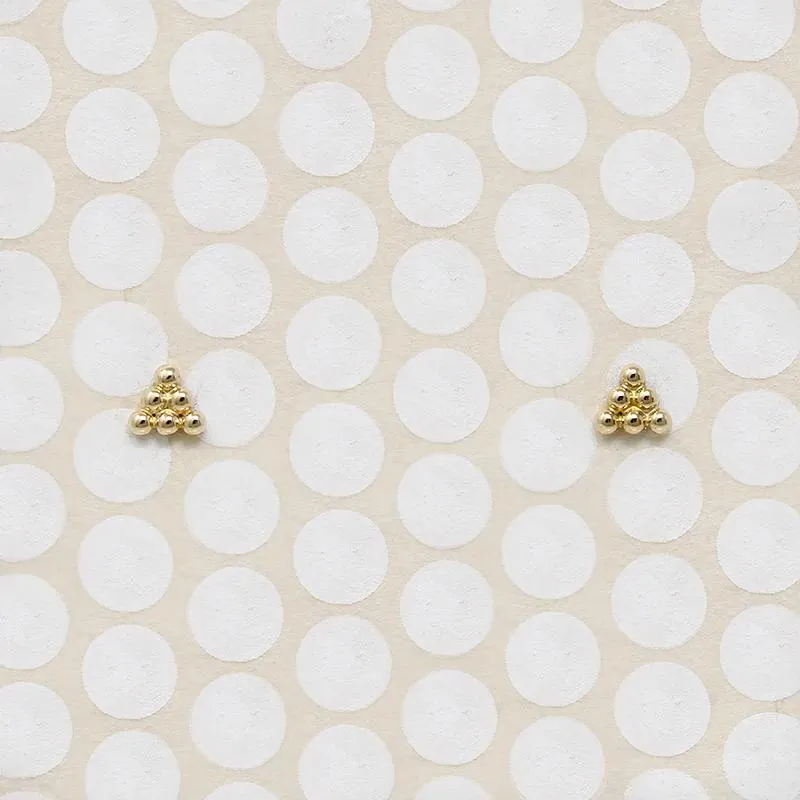 Petite Pyramid 14k Gold Stud Earrings