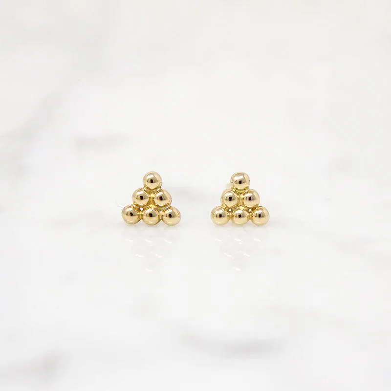 Petite Pyramid 14k Gold Stud Earrings