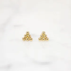 Petite Pyramid 14k Gold Stud Earrings