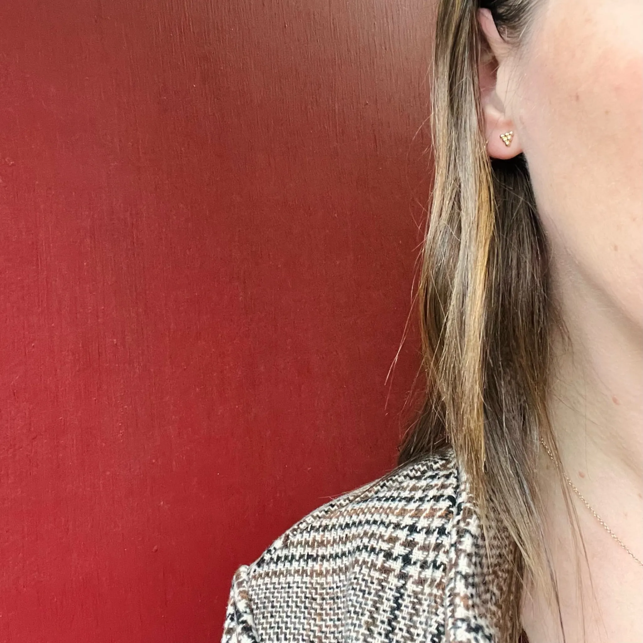 Petite Pyramid 14k Gold Stud Earrings