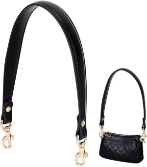 PH PandaHall Black Genuine Leather Purse Strap, 20 Inch Bag Handle 1 inch Wide Handbag Strap Bag Strap with Golden Buckles for Handbag Tote Briefcase Wallet DIY Handbag Making Underarm Bag