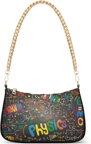 Physical Formulas and Phenomenon Shoulder Handbags for Women Travel Hobo Tote Handbag Women Gold Chain Shoulder Bags Purse with Zipper Closure