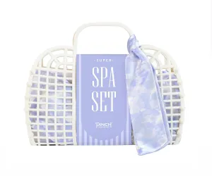 Pinch Provisions Jelly Tote Super Spa Set, 8pc Full Body Skin Care Kit, Home Spa Gift Set, Skin & Hair Care Accessories with Facial Roller, Scalp Massager, Lavendar Shower Steamer & More! (Periwinkle)