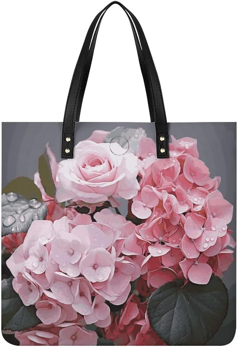 Pink Rose Hydrangea Large Leather Handbags Women Fashion Handbag Multifunctional Travel Bag It Is A Great Gift for Mothers, Teachers, Friends, Bridesmaids