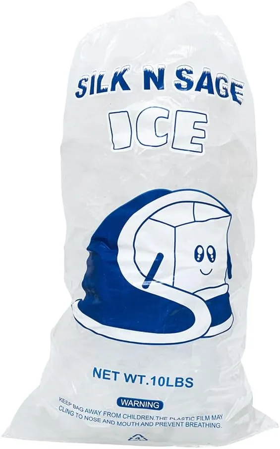 Plastic Ice Bags 10lb with Cotton Drawstring, Ice Bags for Ice Machine, 2 mils thick Heavy Duty Ice Bags Reusable. Pack of 400.