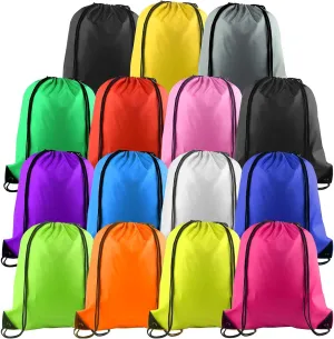 PLULON 15 Pcs Drawstring Bags Drawstring Backpack Bulk, Multicolor String Backpack Cinch Sack Sport Gym Backpack Bags for Yoga Traveling Outdoor Sports