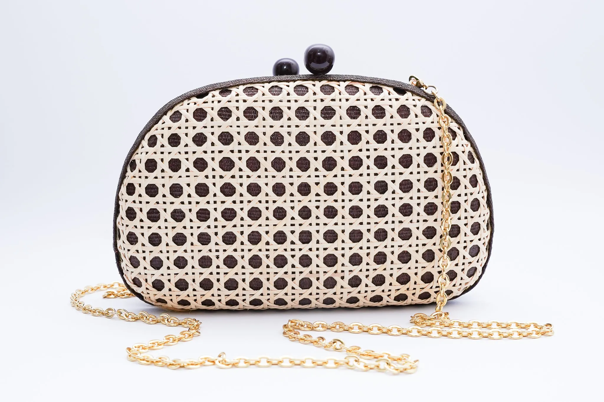 Plumeria Oval Clutch - Dark Choco brown