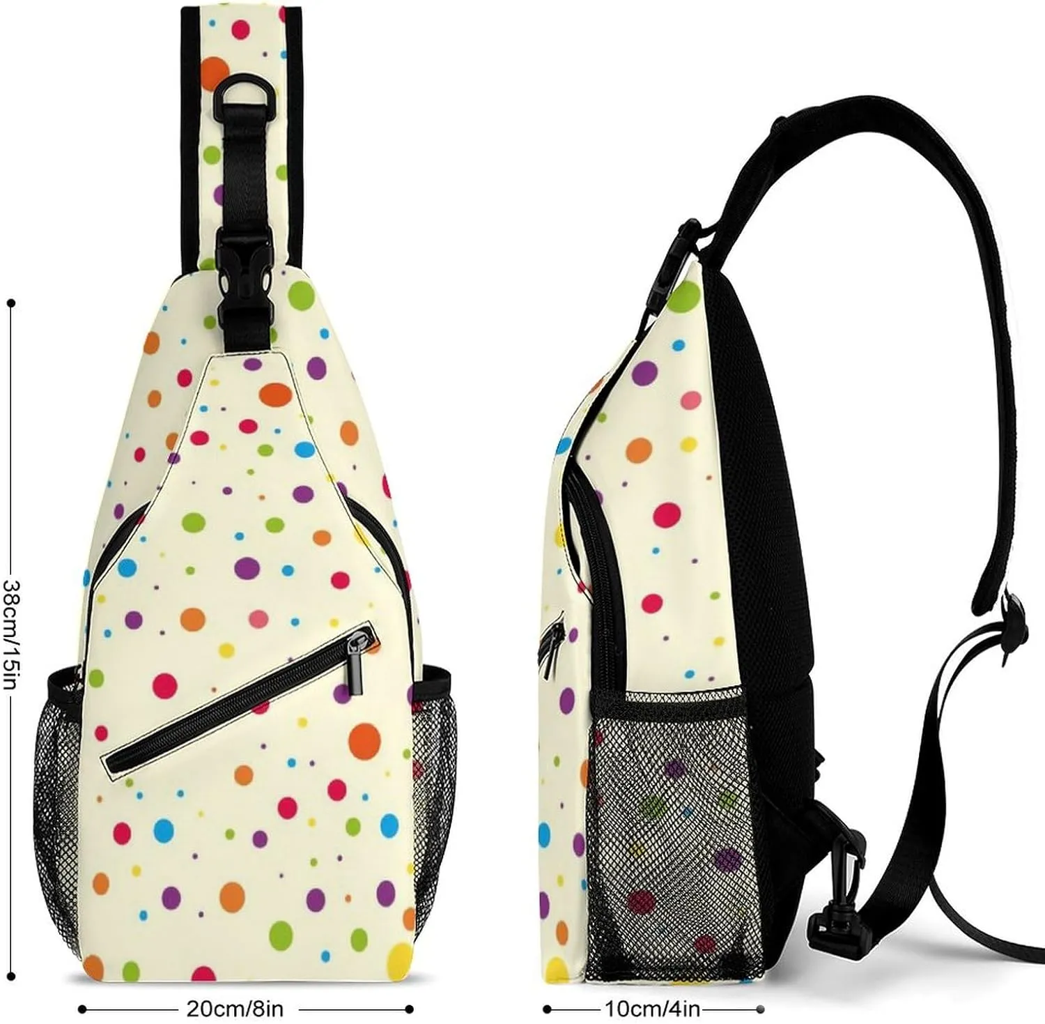 Polka Dots Sling Bag Man Womens Crossbody Backpack Chest Daypack Small Cross Body Backpack Travel Bag Gym Daypack Sports Backpacks