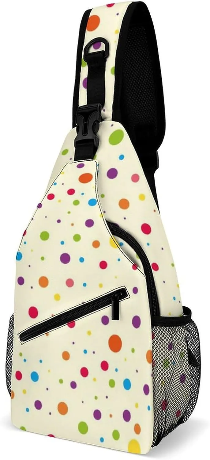 Polka Dots Sling Bag Man Womens Crossbody Backpack Chest Daypack Small Cross Body Backpack Travel Bag Gym Daypack Sports Backpacks