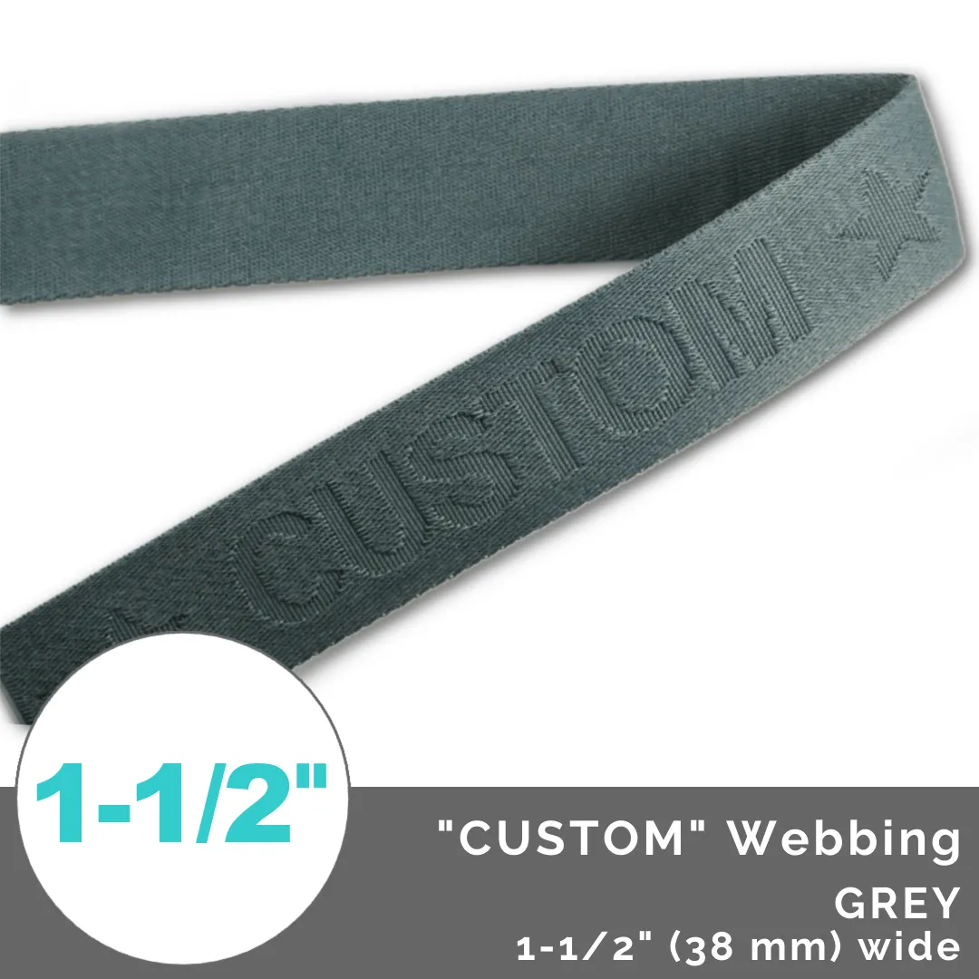 Polyester Webbing with *CUSTOM* Woven Details: 1-1/2" (38mm) Wide (Per 1 Yard)