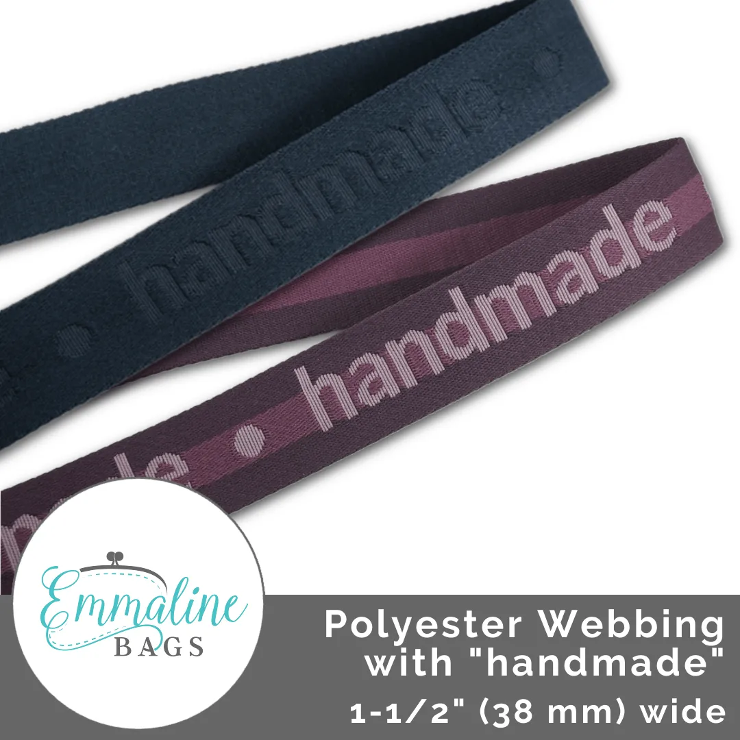 Polyester Webbing with *handmade* Woven Details: 1-1/2" (38mm) Wide (Per 1 Yard)