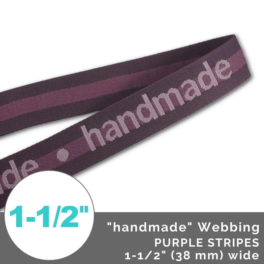 Polyester Webbing with *handmade* Woven Details: 1-1/2" (38mm) Wide (Per 1 Yard)