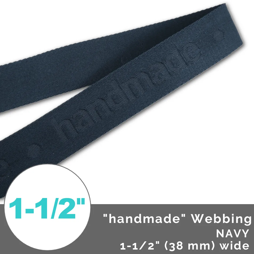 Polyester Webbing with *handmade* Woven Details: 1-1/2" (38mm) Wide (Per 1 Yard)