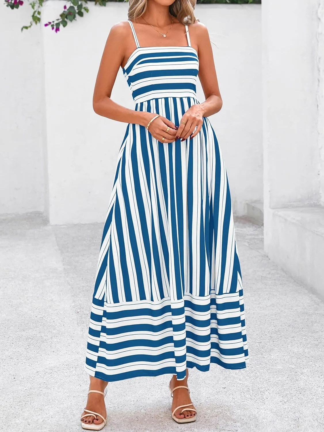 PRETTYGARDEN Summer Dresses for Women 2025 Beach Maxi Dress Spaghetti Strap Floral Boho A Line Wedding Guest Flowy Long Dress