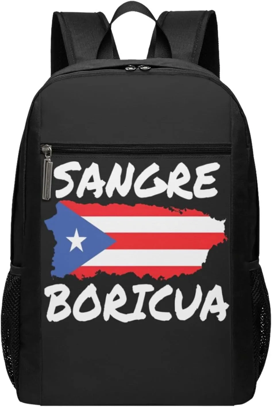 Puerto Rican Sangre Boricua Flag Casual Backpacks Sports Backpack Large Capacity Travel Rucksack Laptop Daypack with Multi-Pockets Adjustable Strap Work Bag for Hiking