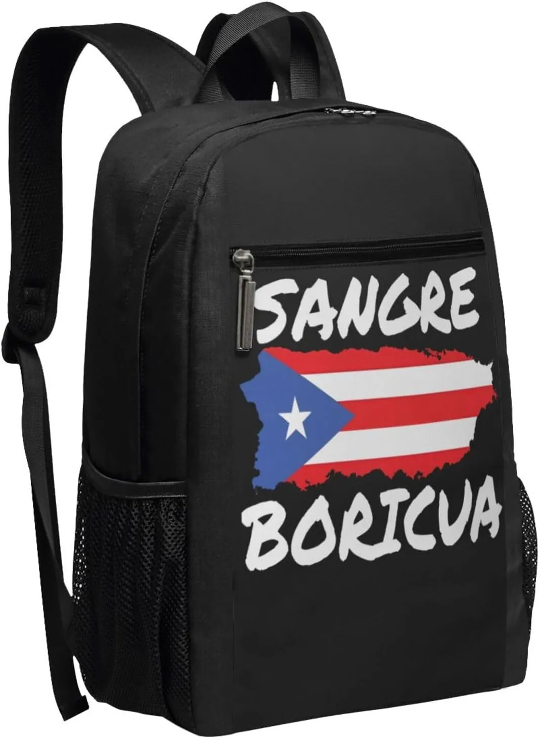 Puerto Rican Sangre Boricua Flag Casual Backpacks Sports Backpack Large Capacity Travel Rucksack Laptop Daypack with Multi-Pockets Adjustable Strap Work Bag for Hiking
