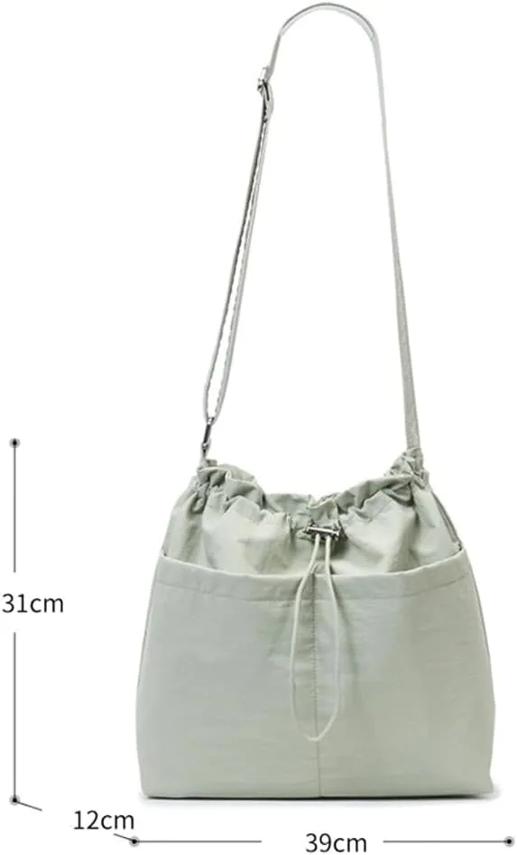 Pure Color Causal Cross Body Bag Drawstring Adjustable Shoulder bags for Women Trendy Tote Bags for Daily Life