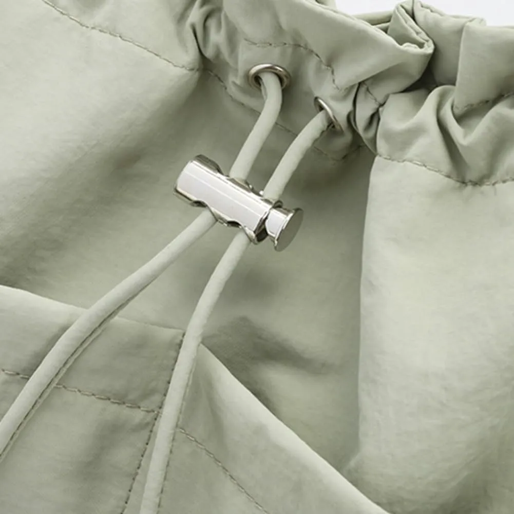 Pure Color Causal Cross Body Bag Drawstring Adjustable Shoulder bags for Women Trendy Tote Bags for Daily Life