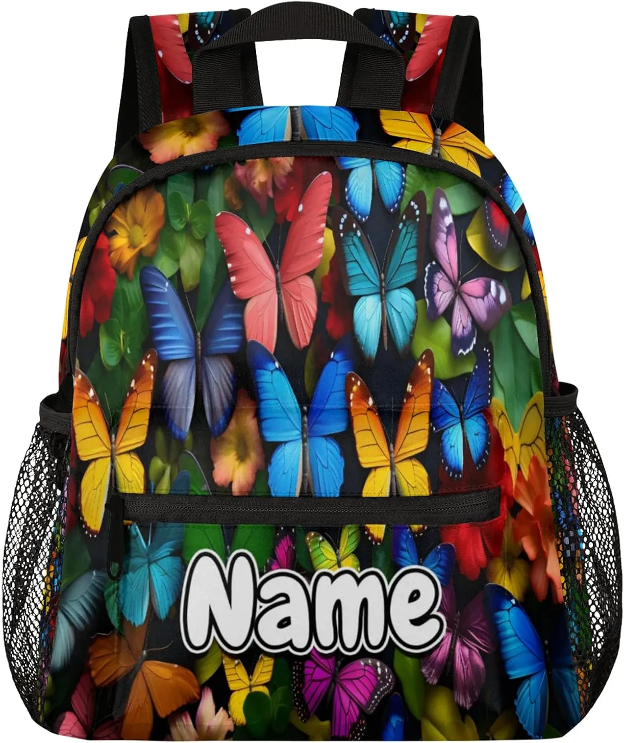 Purple Blue Pink Colored Butterfly Personalized Backpack Bag with Name Lightweight Custom Shoulder Bags Waterproof Casual Backpacks Travel Laptop Bag for Work Picnic 12in