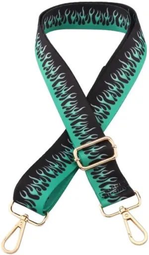 Purse Strap Replacement Crossbody Handbag Purse Strap Adjustable Shoulder Strap Guitar Strap Flame Pattern Gold Clasp A4