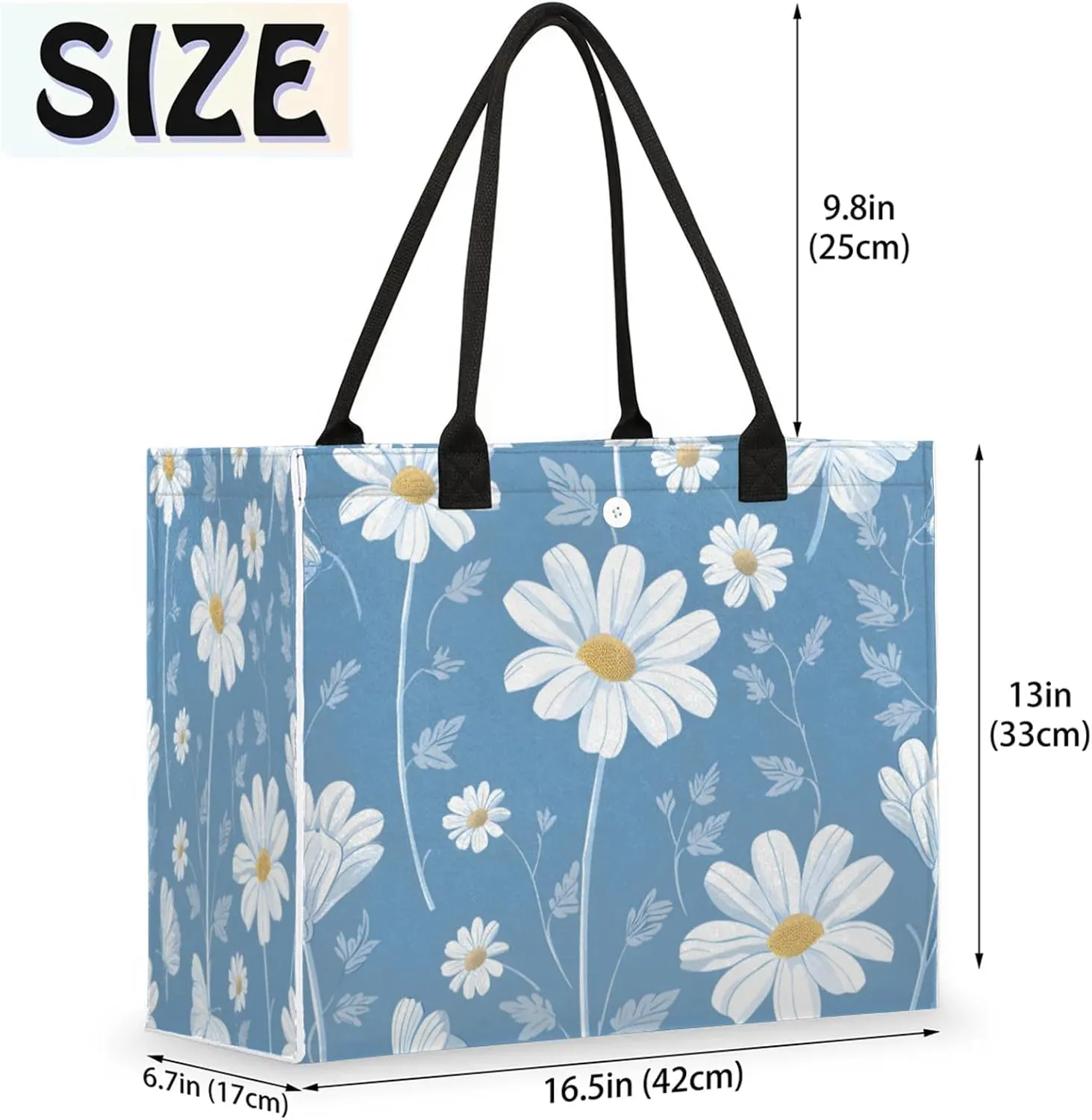 QsirBC Large Tote Bag for Women Men, Travel Beach Bag with Inner Zipper Pocket Snap Closure
