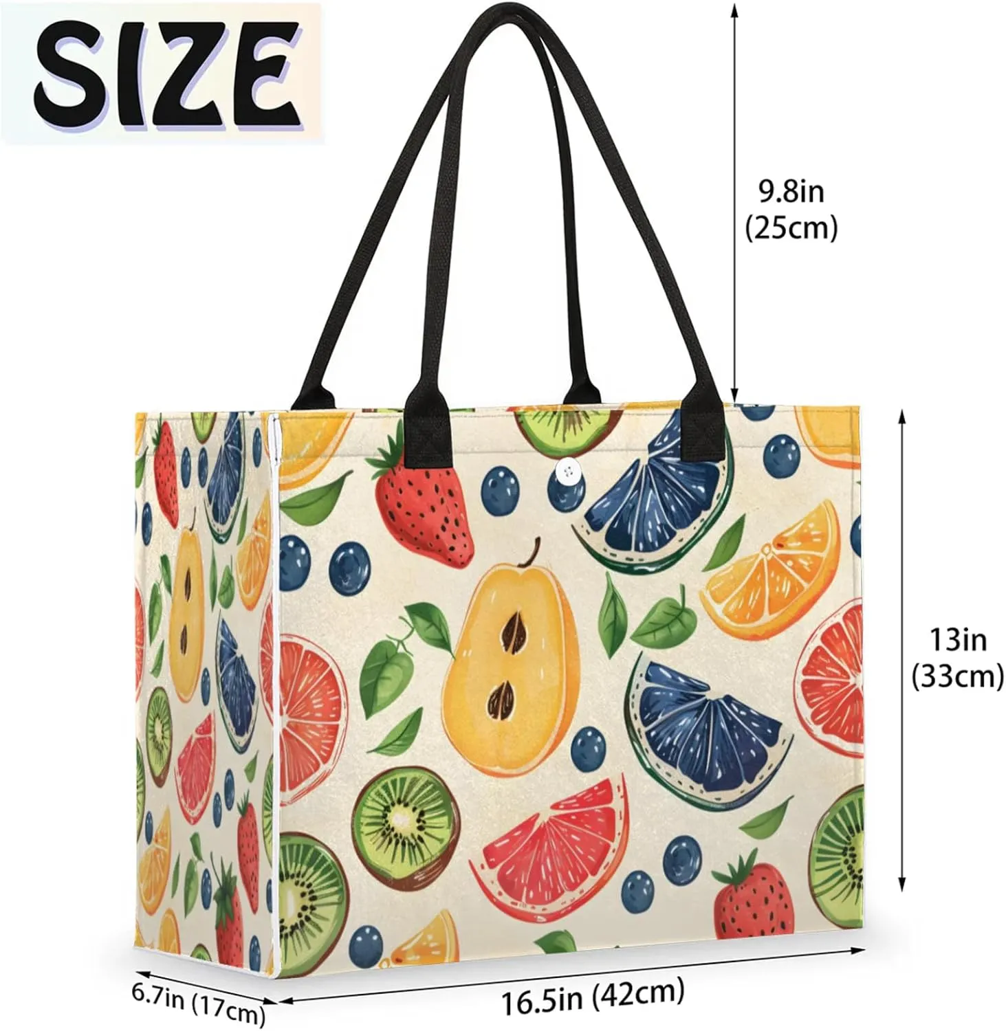QsirBC Large Tote Bag for Women Men, Travel Beach Bag with Inner Zipper Pocket Snap Closure