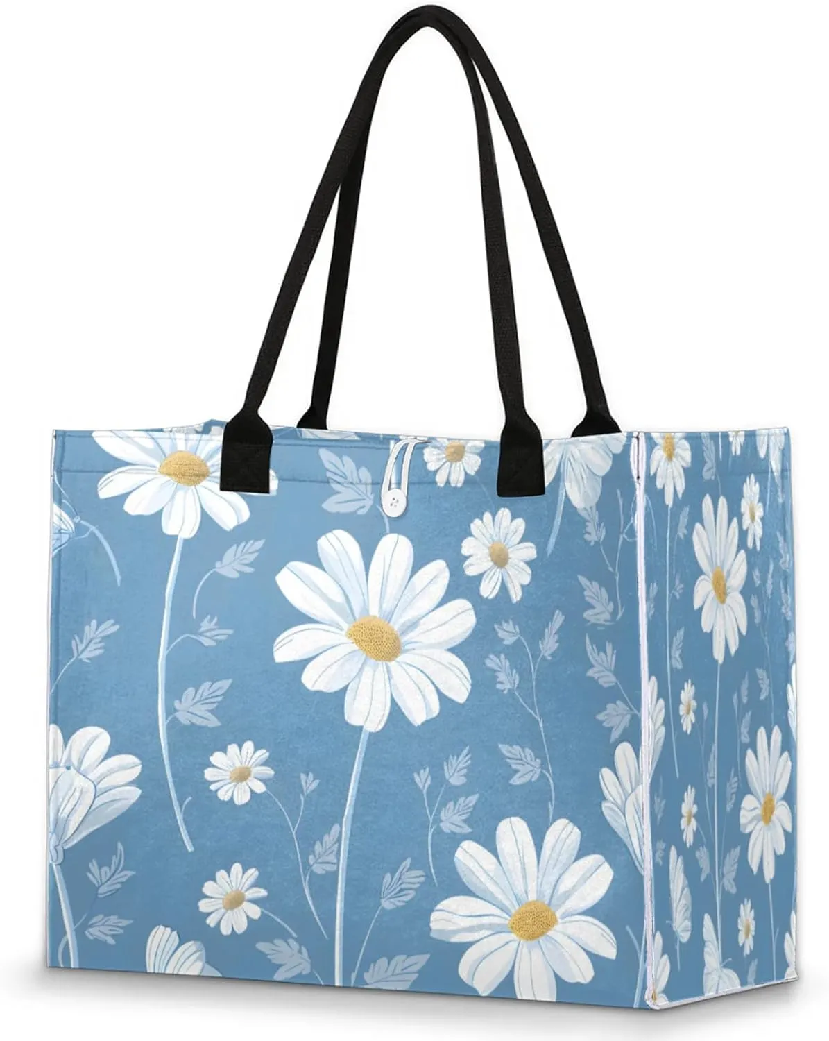QsirBC Large Tote Bag for Women Men, Travel Beach Bag with Inner Zipper Pocket Snap Closure