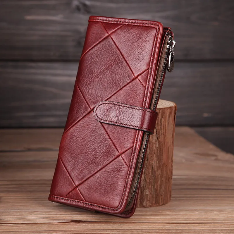 "COBBLER LEGEND" - Genuine Leather Women's Diamond Patterned Handmade Purse