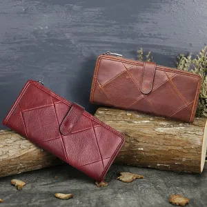 "COBBLER LEGEND" - Genuine Leather Women's Diamond Patterned Handmade Purse