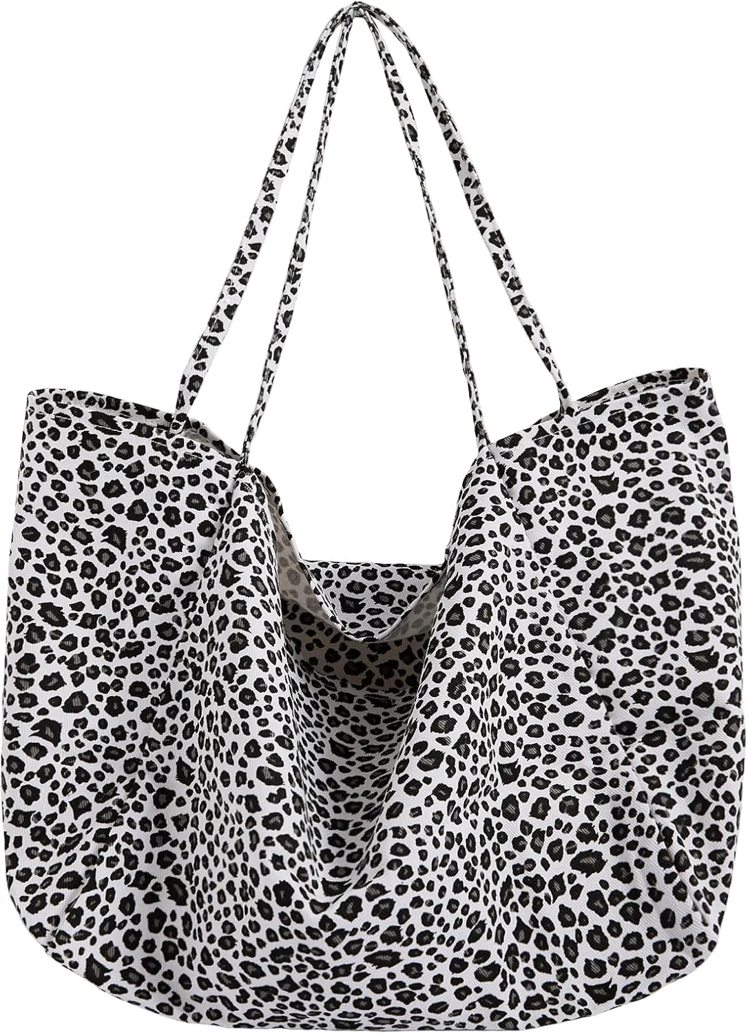 QWINEE Women's Leopard Print Shoulder Bag Large Capacity Cheetah Print Large Tote Bag Travel Handbag