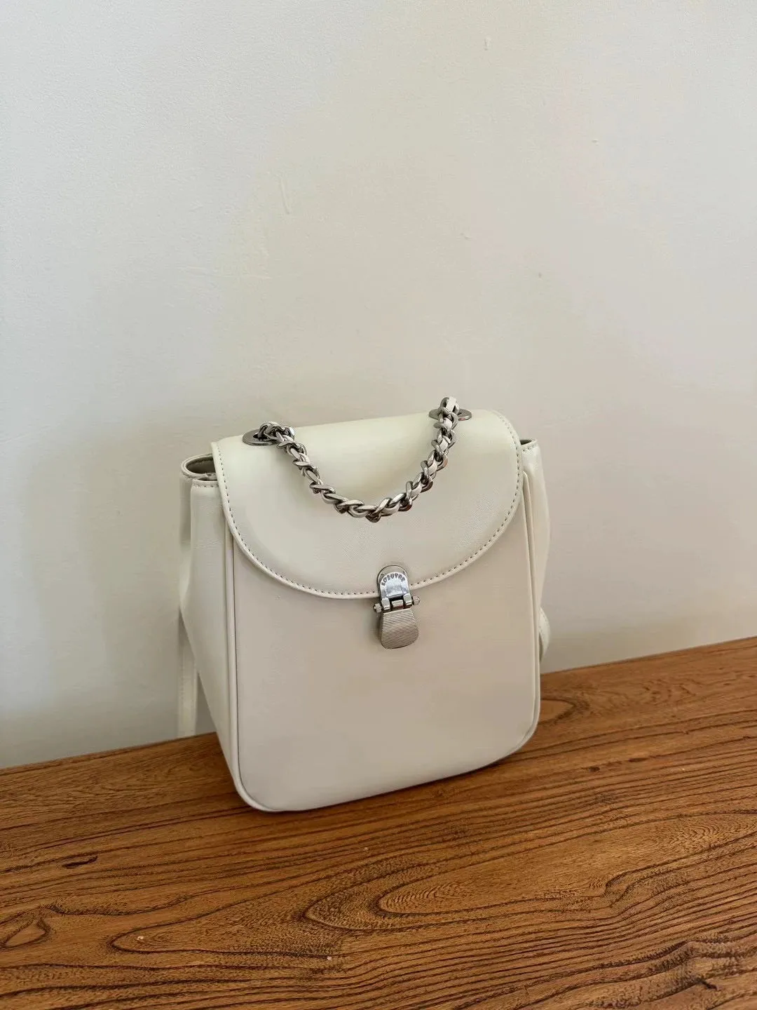 Retro Chain Leather Backpack