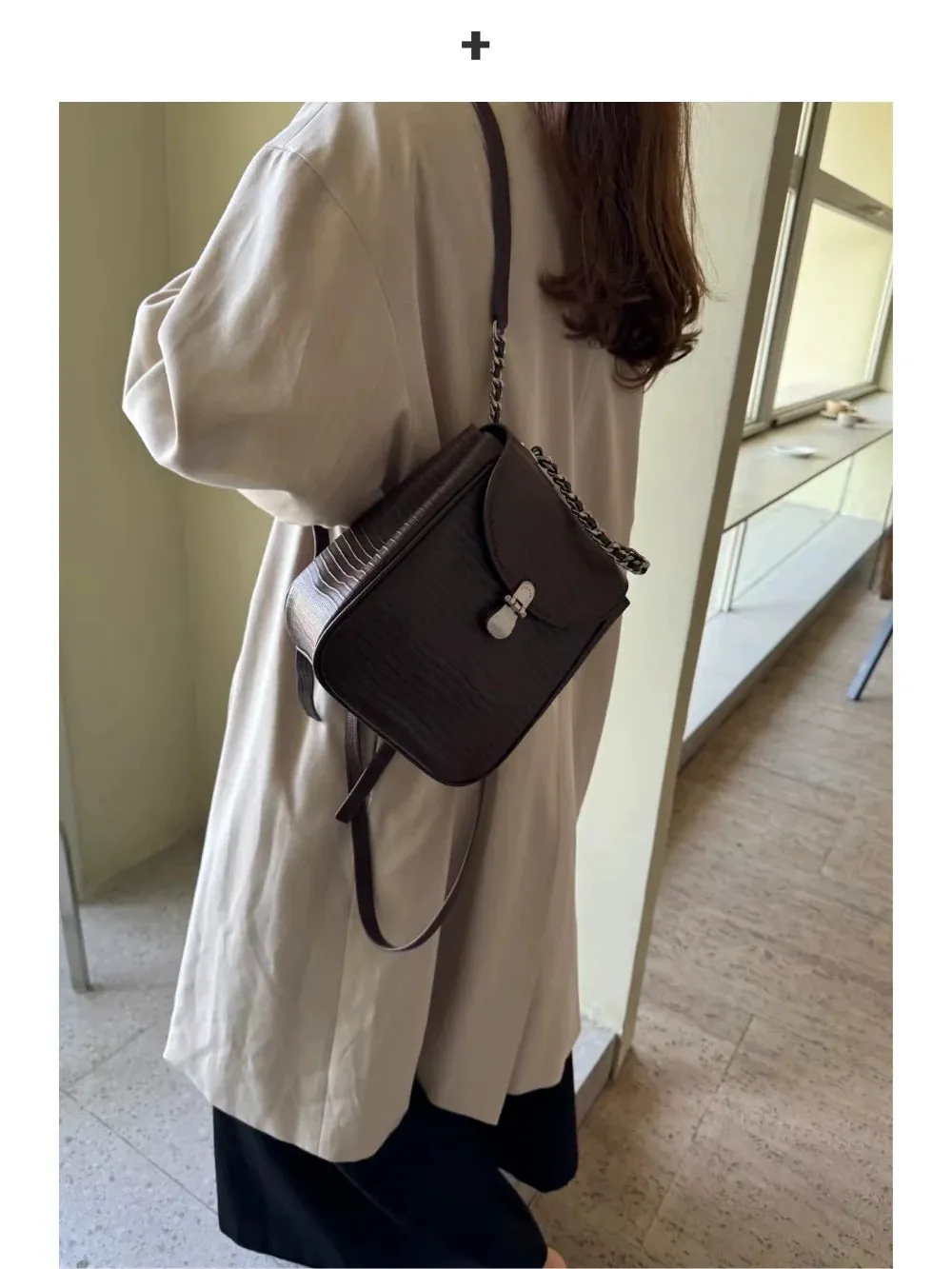 Retro Chain Leather Backpack