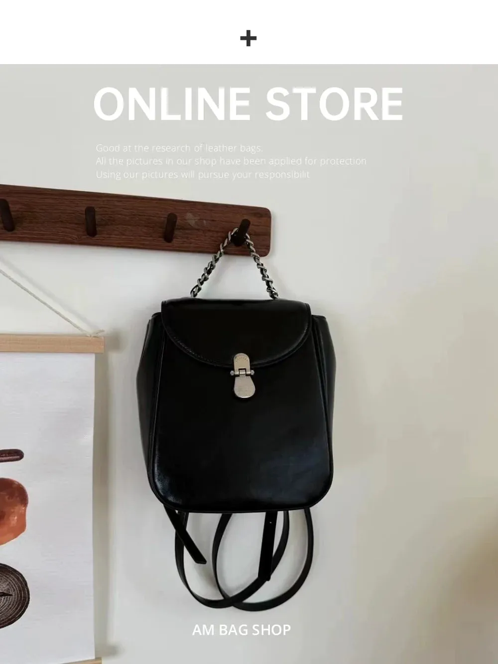 Retro Chain Leather Backpack
