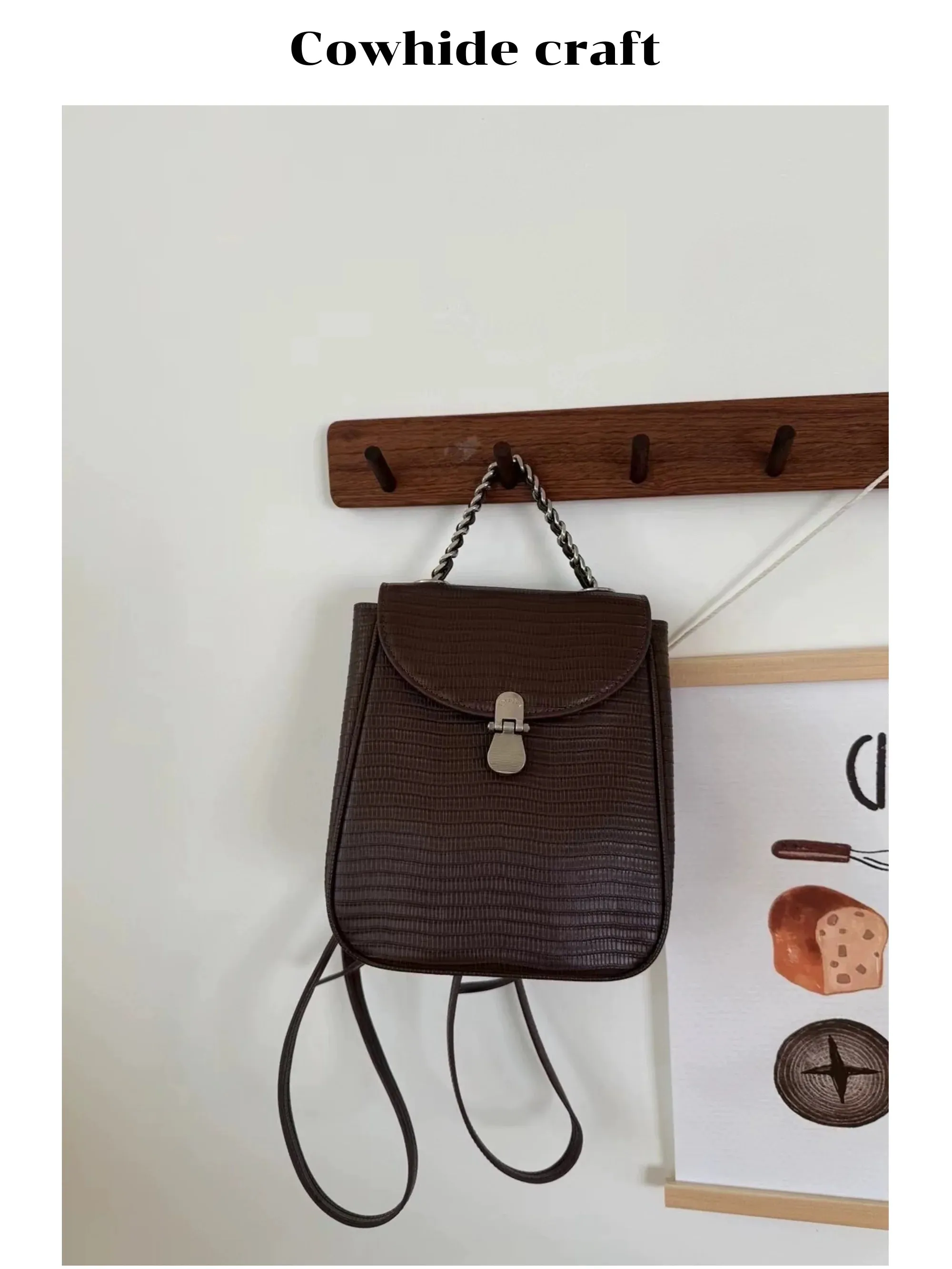 Retro Chain Leather Backpack