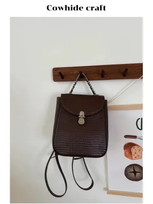 Retro Chain Leather Backpack