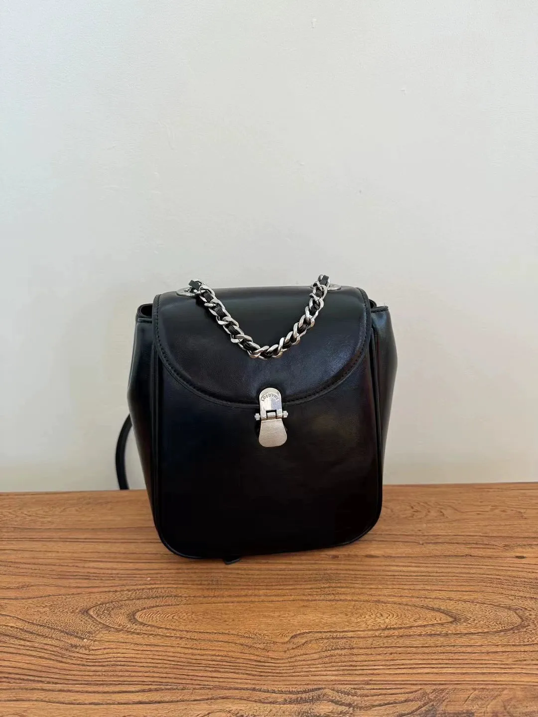 Retro Chain Leather Backpack