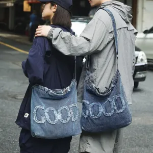 Retro Denim Messenger Bag – Casual Canvas Shoulder Bag for Women