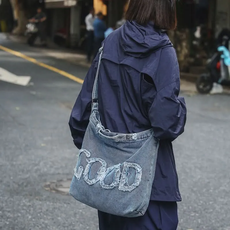 Retro Denim Messenger Bag – Casual Canvas Shoulder Bag for Women
