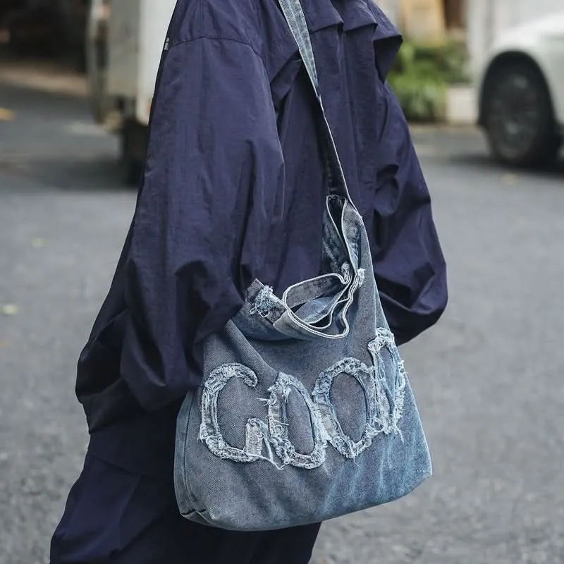 Retro Denim Messenger Bag – Casual Canvas Shoulder Bag for Women